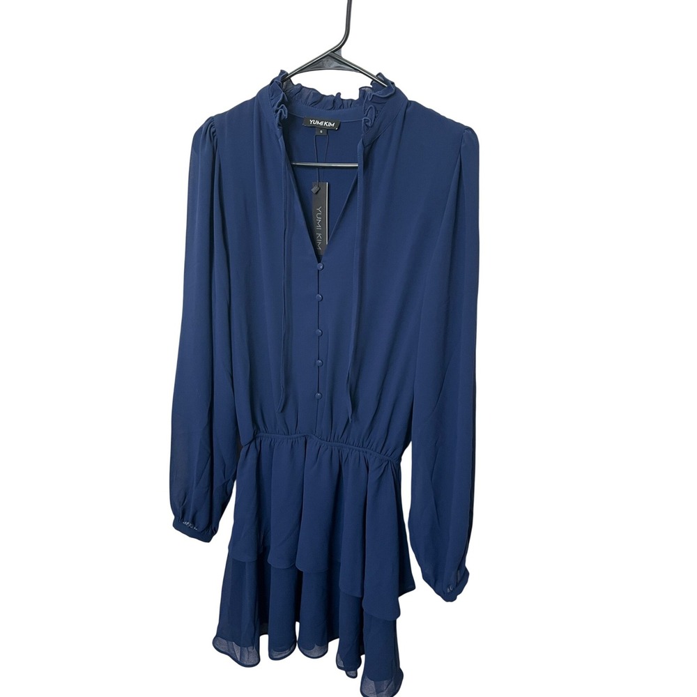 NWT‎ Yumi Kim Love Always Dress Navy Blue Ruffle Mini DR-17495/228 Womens S